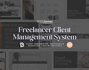 Sistema de Gestão de Clientes Freelancers | Modelos de Onboarding, Propostas e Relatórios | Pacote Notion CRM + Canva Business