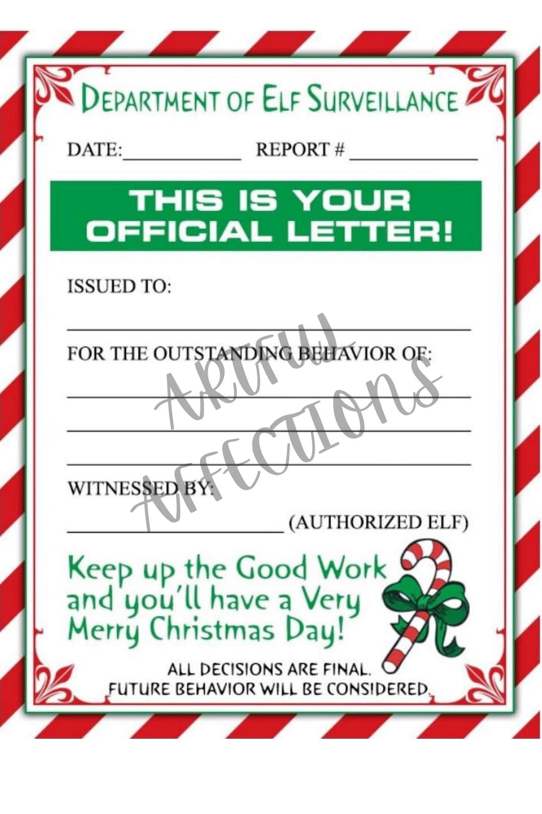 Elf on the Shelf Outstanding Behavior - Etsy