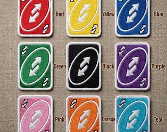 Embroidered Patch, Reverse Card Iron On Patch, Funny Game Card Applique, Colorful Meme Backpack Patch, Retro Gamer Gift
