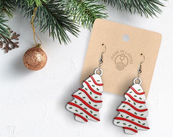 Little Debbie Christmas Cake Earrings — Digital 3D Print Files STL and 3MF
