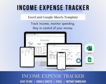 Income & Expense Tracker Spreadsheet, Small Business Budget Planner, Google Sheets and Excel Bookkeeping Template
