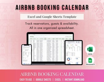 Airbnb Booking & Reservation Tracker, Short Term Rental Planner, Vacation Calendar, Google Sheets, Rental Management, Vrbo