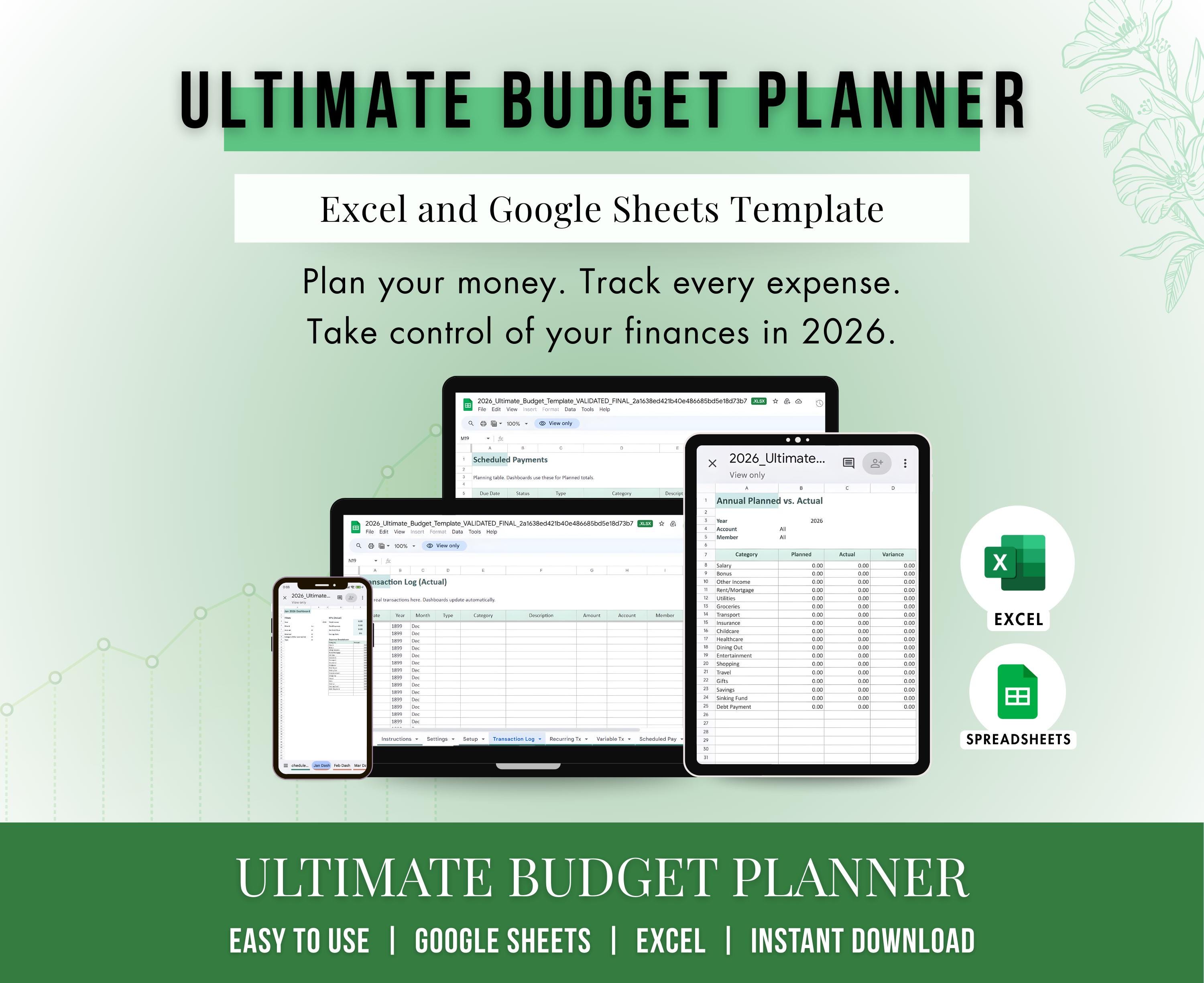 2026 Ultimate Budget Planner Spreadsheet, Budget Template Google Sheets