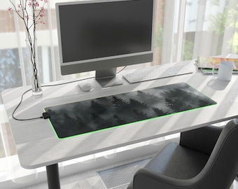Misty Pine Forest LED Gaming Mouse Pad | RGB Edge Desk Mat
