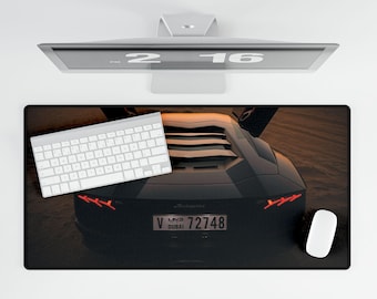 Matte Black Supercar Rear View Desk Mat | Racing Car Mouse Pad