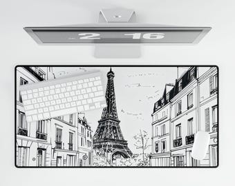 Eiffel Tower Street Scene Desk Mat | Paris Skyline Mouse Pad
