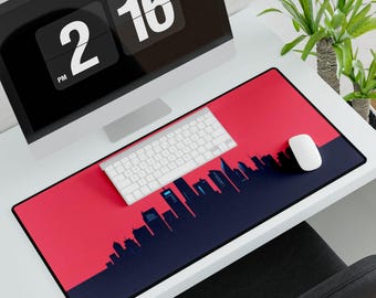 City Skyline Desk Mat | Urban Sunset Mousepad Deskpad