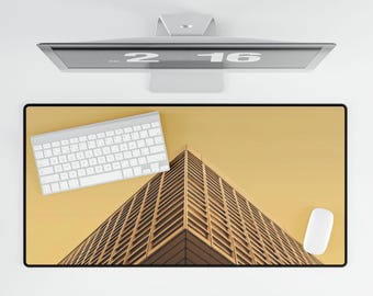 Golden Architectural Pyramid desk mat | Building Skyline Desk Mat