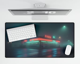 Neon Diner Desk Mat | Retro Vaporwave
