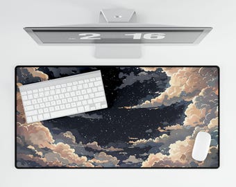 Starry Sky Clouds Desk Mat | Night Sky Mouse Pad