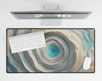 Aqua Spiral Abstract Desk Mat | Desk Mat