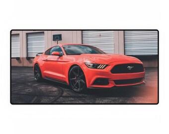 Red Mustang Sports Car Desk Mat | Racing Car Mouse Pad