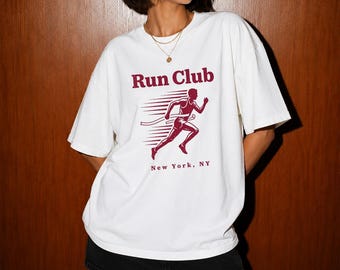 Running Club T Shirt, Vintage Running Shirt, NYC Graphic Tee, New York Runner Shirt, Oversized Unisex Running T Shirt, Athletic Gift