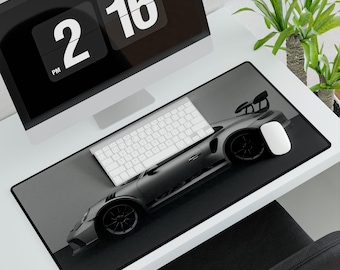 Grey Porsche GT3 RS Car Desk Mat | Racing Car Mouse Pad