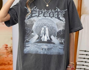 EPCOT Disney Metal Shirt, Goth Punk Death Metal Graphic Tee, Halloween Dark Esthetic T-shirt, Uniseks Katoenen T-shirt