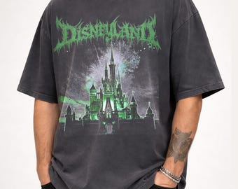 Disneyland Metal Shirt, Goth Punk Death Metal Graphic T-shirt, Halloween Dark Esthetic T-shirt, Uniseks alternatief T-shirt