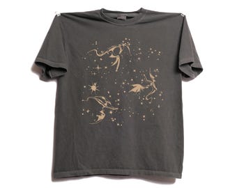 Flying Dragons Comfort Farben T-Shirt, Fantasy Graphic Tee