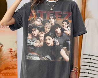 Camiseta vintage de ATEEZ con estampado gráfico, camiseta estilo bootleg de los 90 de Ateez, merchandising de Kpop, regalo para fans.