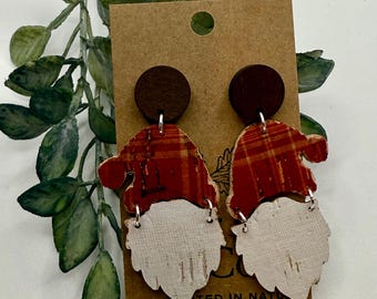 Orecchini in pelle e legno / Orecchini / Gioielli boho leggeri / Orecchini di Natale / Regali fatti a mano per lei