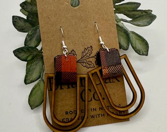 Orecchini in pelle e legno / Orecchini / Gioielli boho leggeri / Orecchini di Natale / Regali fatti a mano per lei