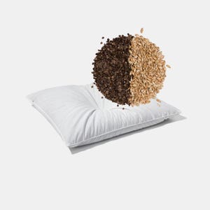 Double pillow with organic buckwheat/spelt hulls, 45x60cm, organic cotton, cervical support, temperature regulating