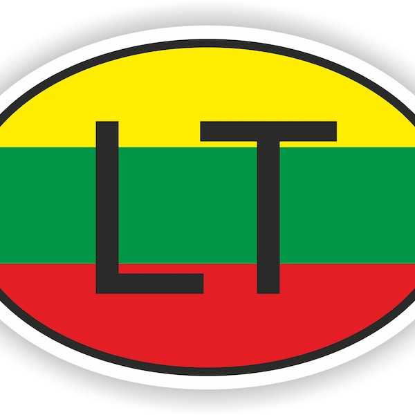 LITHUANIA Country Code Oval Sticker with Flag for Bumper Laptop Book Fridge Motorcycle Helmet Door Tool Box Locker PC