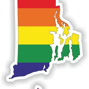 Rhode Island Gay Arco Iris Mapa Etiqueta engomada para el libro portátil Nevera Guitarra Casco de la motocicleta ToolBox Puerta PC Barco