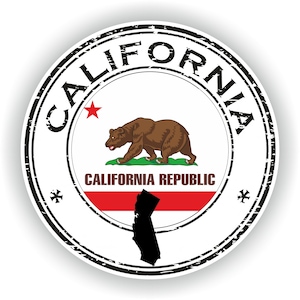 California Seal Sticker Round Flag for Laptop Book Fridge Guitar Motorcycle Helmet ToolBox Door PC Boat