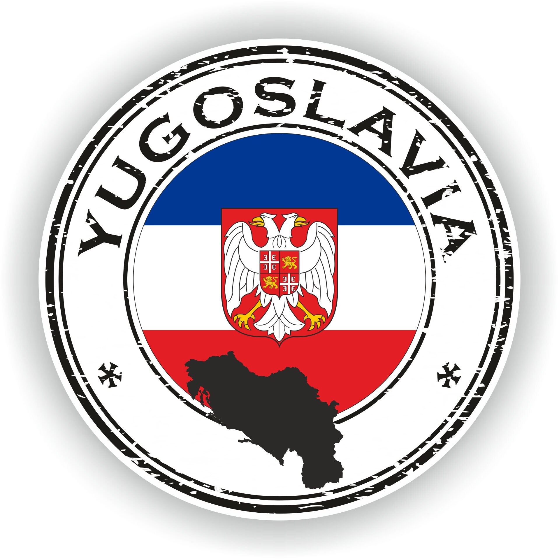 Autocollant Vintage Yougoslavie – Blason Et Drapeau – Années 80