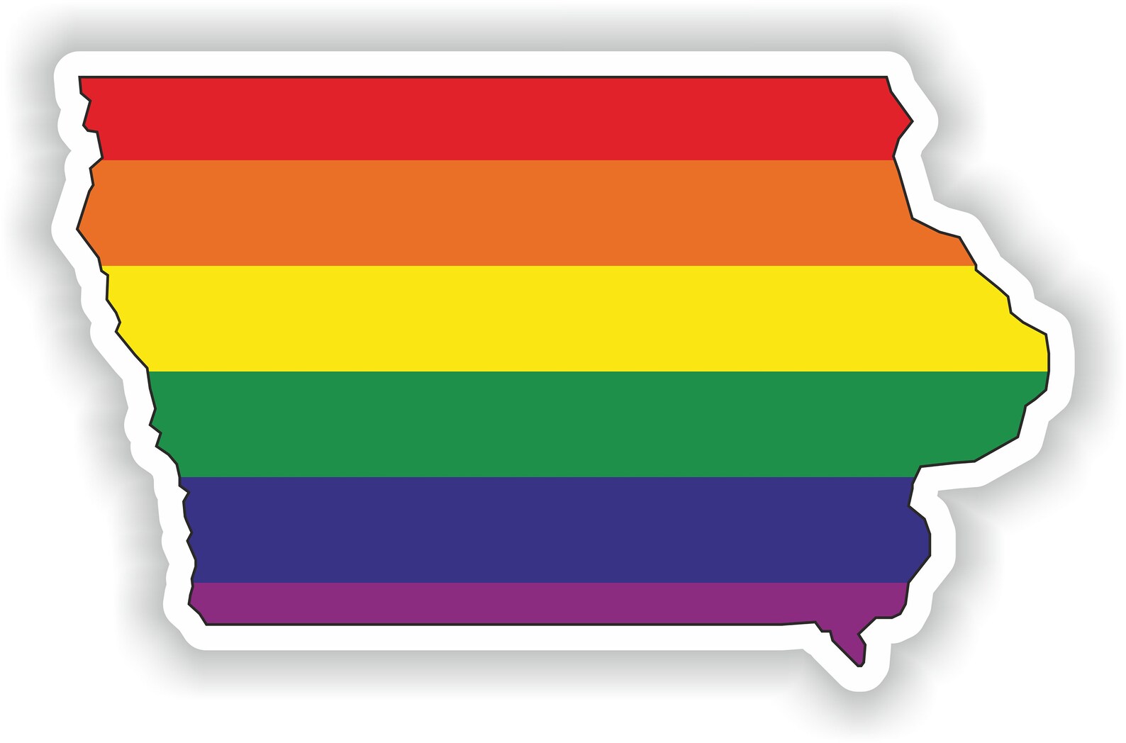 Iowa Gay Rainbow Map Flag Sticker for Laptop Book Fridge | Etsy
