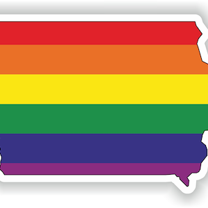 Iowa Gay Arco Iris Mapa Etiqueta engomada para el libro portátil Nevera Guitarra Casco de la motocicleta ToolBox Puerta PC Barco