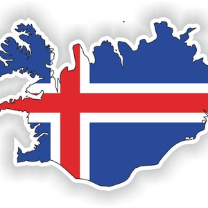 Mapa de Islandia Bandera Silueta Pegatina para laptop Libro Nevera Guitarra Casco de motocicleta Caja de herramientas Puerta PC Barco