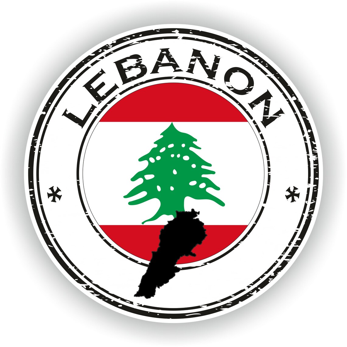Lebanon Seal Sticker Round Flag for Laptop Book Fridge Guitar Etsy