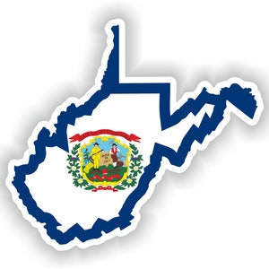 Mapa de Virginia Occidental, pegatina, bandera para ordenador portátil, libro, nevera, guitarra, motocicleta, casco, caja de herramientas, puerta, PC, barco