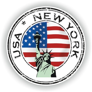 USA NY New York United States Seal Sticker Round Flag for Laptop Book Fridge Guitar Motorcycle Helmet ToolBox Door PC Boat