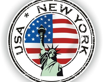 USA NY New York Verenigde Staten Seal Sticker Ronde Vlag voor Laptop Boek Koelkast Gitaar Motorhelm ToolBox Deur PC Boot