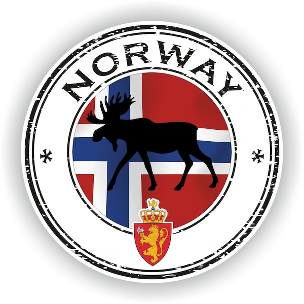Norwegen Siegel Sticker Runde Flagge für Laptop Buch Kühlschrank Gitarre Motorrad Helm ToolBox Tür PC Boot