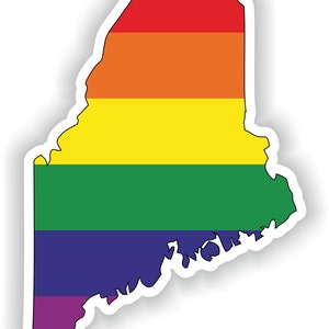 Maine Gay Rainbow Carte Drapeau Autocollant pour ordinateur portable Livre Réfrigérateur Guitare Moto Casque ToolBox Porte PC Bateau