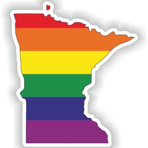 Minnesota Gay Rainbow Carte Drapeau Autocollant pour ordinateur portable Livre Réfrigérateur Guitare Moto Casque ToolBox Porte PC Bateau
