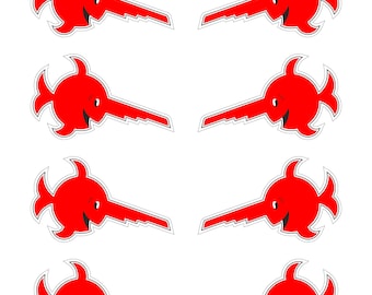 8x río de la risa sawfish rojo alemán submarino u-barco pegatinas militares para el libro portátil nevera nevera motocicleta casco ToolBox puerta PC Barco