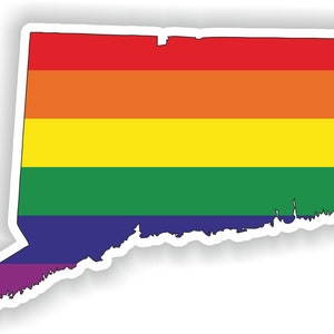 Connecticut Gay Arco Iris Mapa Etiqueta engomada para el libro portátil Nevera Motocicleta Casco ToolBox Puerta PC Barco