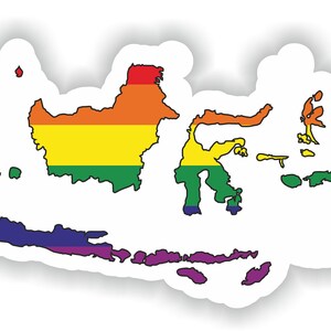 Indonesia Gay arco iris mapa etiqueta engomada para el libro portátil nevera motocicleta casco ToolBox puerta PC barco