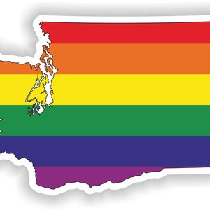 Washington Gay Arco Iris Mapa Etiqueta engomada para el libro portátil Nevera Motocicleta Casco ToolBox Puerta PC Barco