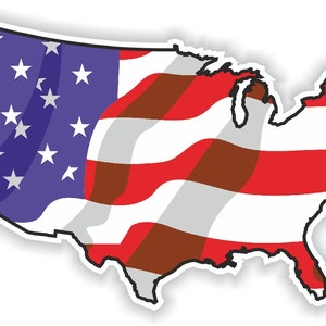 Carte des États-Unis Drapeau Agitant #02 Autocollant pour Bumper Car Van Truck Moto Casque ToolBox Porte PC Boat
