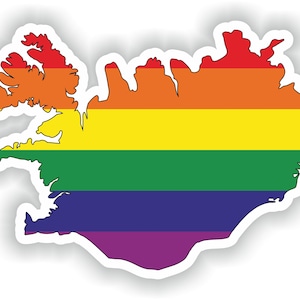 Islandia Gay arco iris mapa etiqueta engomada para el libro portátil nevera motocicleta casco ToolBox puerta PC barco