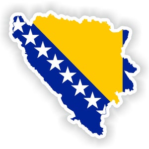 Pegatina de silueta de bandera de mapa de Bosnia y Herzegovina para portátil, libro, nevera, guitarra, motocicleta, casco, caja de herramientas, puerta, PC, barco