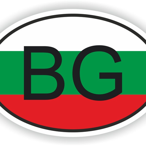BULGARIA Country Code Oval Sticker with Flag for Bumper Laptop Book Fridge Motorcycle Helmet Door Hard Tool Box Locker PC