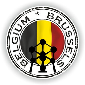 Belgium Brussels Seal Sticker Round Flag for Laptop Book Fridge Guitar Motorcycle Helmet ToolBox Door PC Boat
