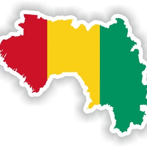Guinea mapa Sticker Bandera para Laptop Book Nevera Guitarra Chaqueta de la motocicleta HerramientaCaja Puerta PC Barco