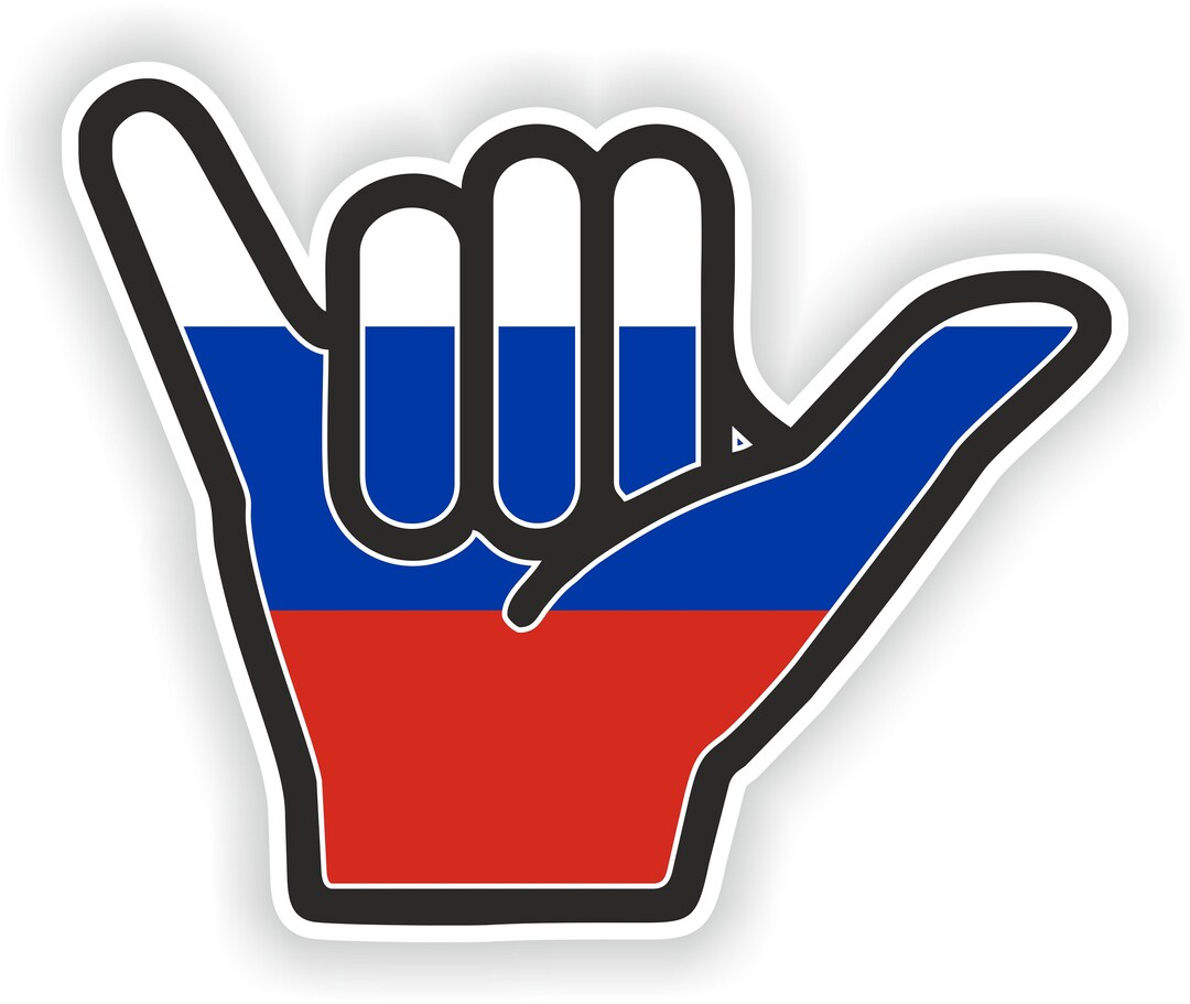 Russia Shaka Hand Sticker Hang Loose for Laptop Book Fridge Guitar